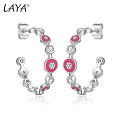 Sterling Silver Oval Enamel Stud Earrings for Women