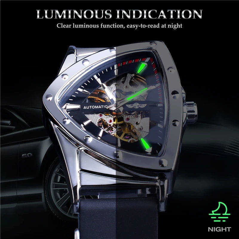 Stainless Steel Transparent Skeleton Wrist Watch for Men