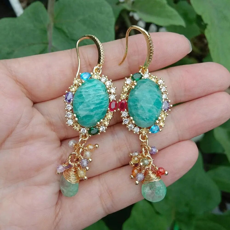 Sterling Silver Amazonite Dangle Drop Earrings