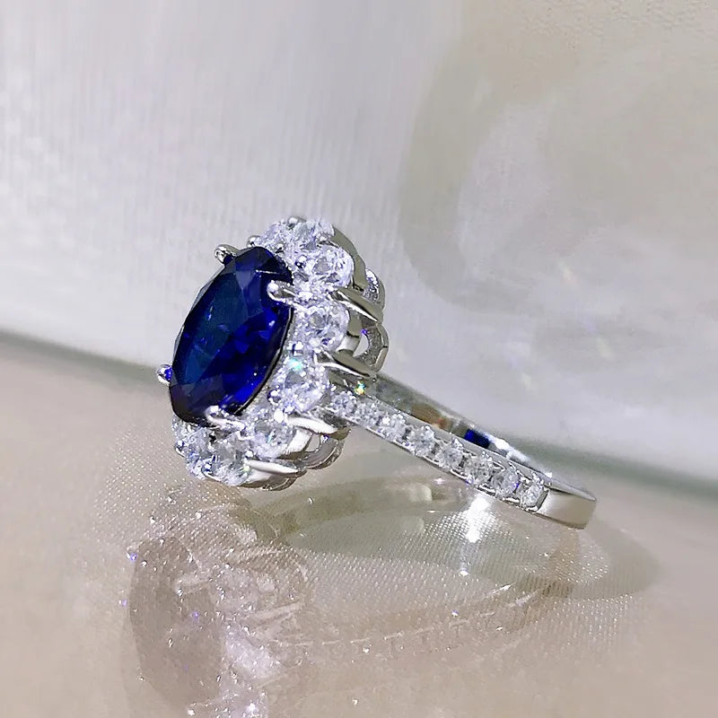 925 Sterling Silver Sapphire Ring for Women