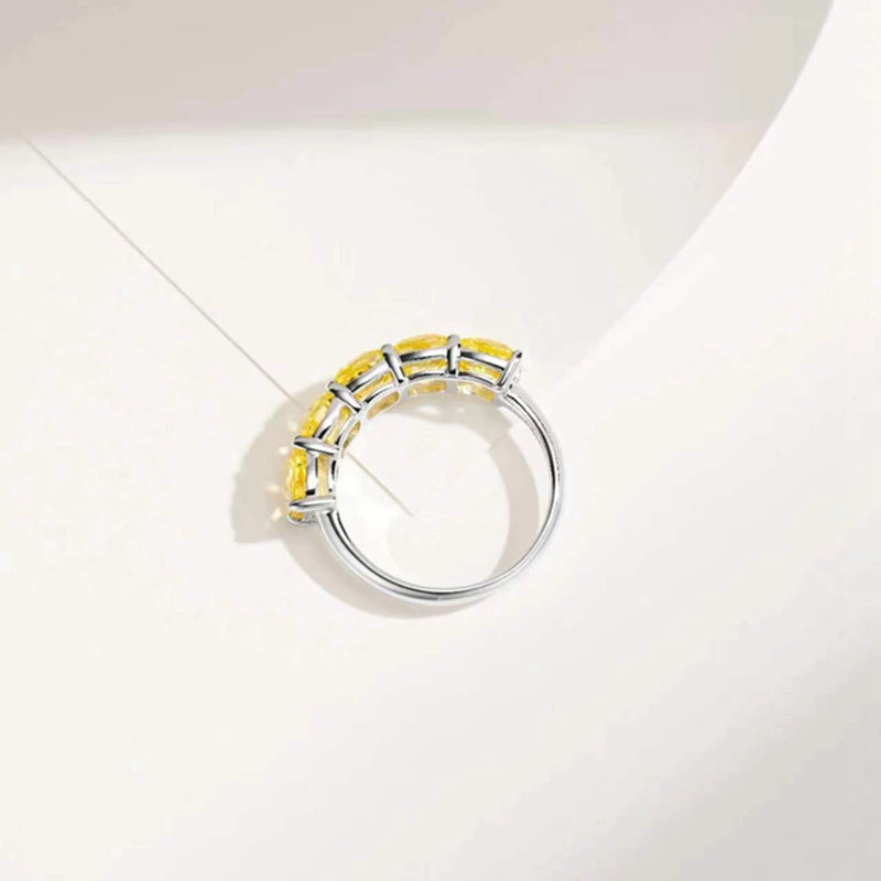 Sterling Silver Citrine Gemstone Ring with Crushed Ice Cut for Women