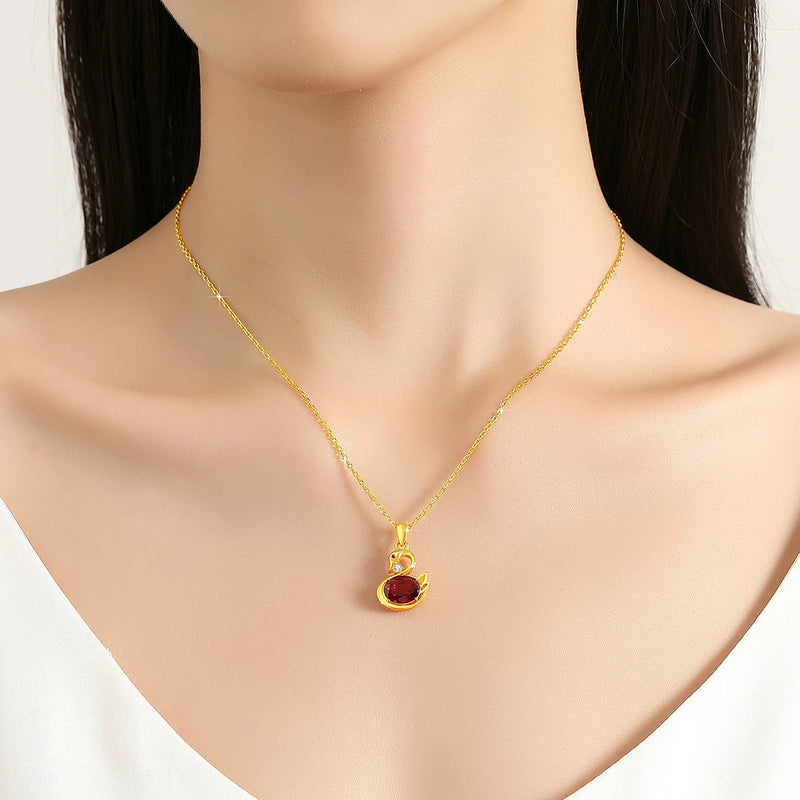 18K Gold Garnet Pendant for Women