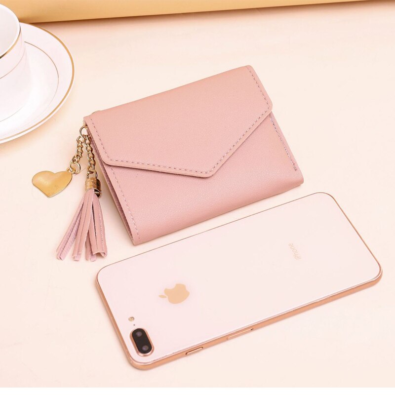 Pink Mini Tassel Pendant Wallet Mini Wallet for Women