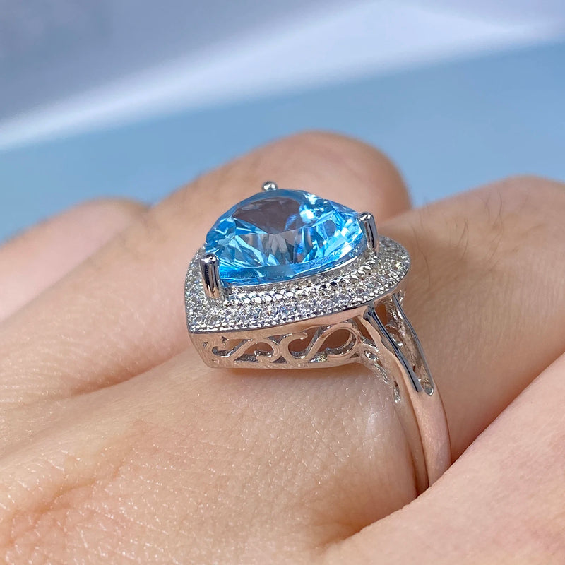 Sterling Silver Blue Topaz Ring for Women