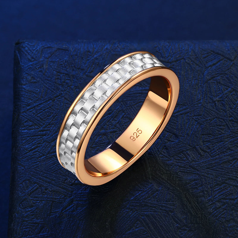 Sterling Silver 18k Gold Half Eternity Cubic Zircon Ring for Men