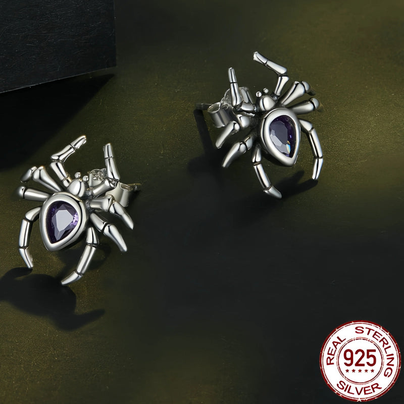 Sterling Silver Spider Earrings