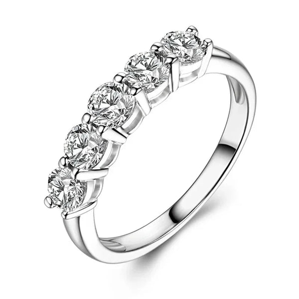 14K White Gold 3mm Moissanite Half Eternity Wedding Band for Women