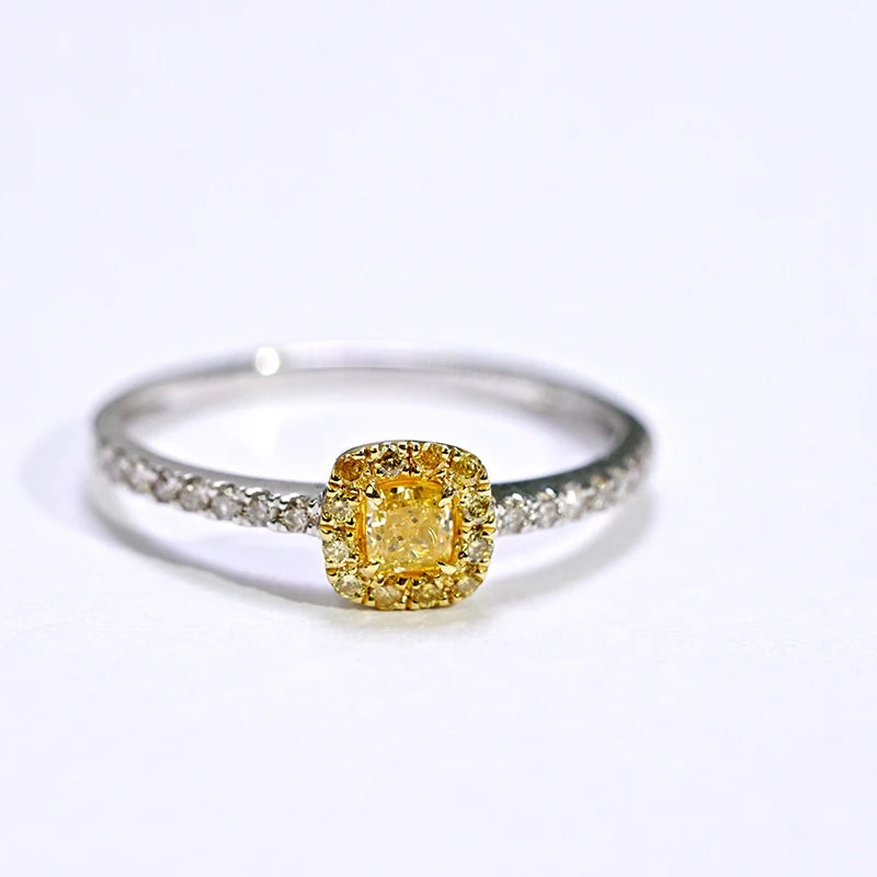 18K White Gold 0.40 Carat Yellow Diamond Engagement Ring for Women