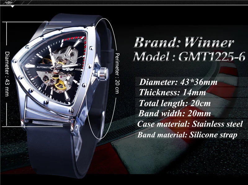 Stainless Steel Transparent Skeleton Wrist Watch for Men