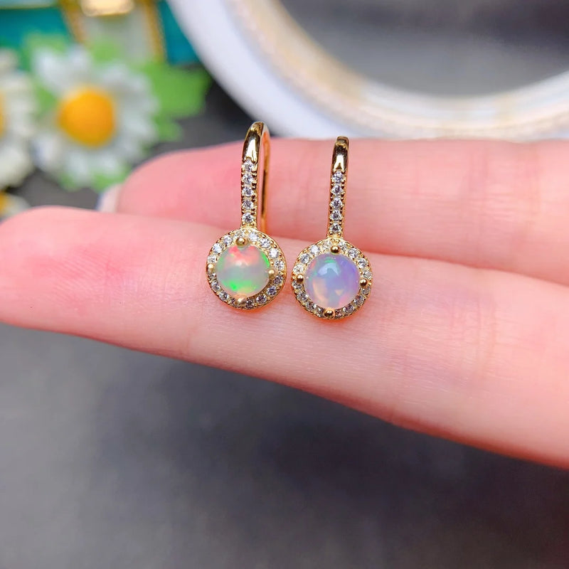 18K Gold Plated Natural Opal Earrings for Women