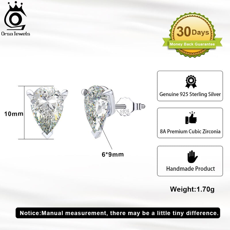 Sterling Silver Cubic Zirconia Stud Earrings for Women