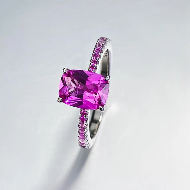 Sterling Silver Pink Sapphire Ring for Women