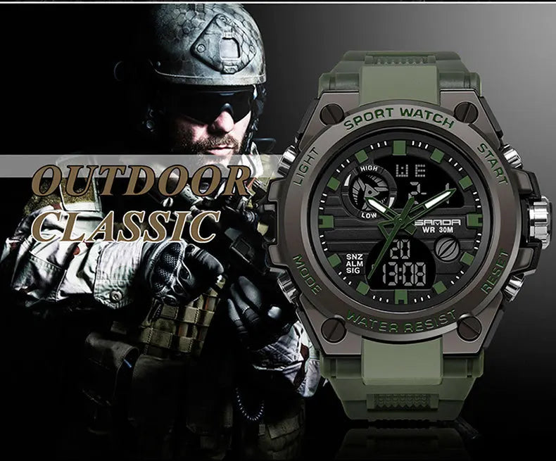 Stainless Steel Fashion Digital Watch with Backlit, Alarm, Stopwatch, and Timer for Men