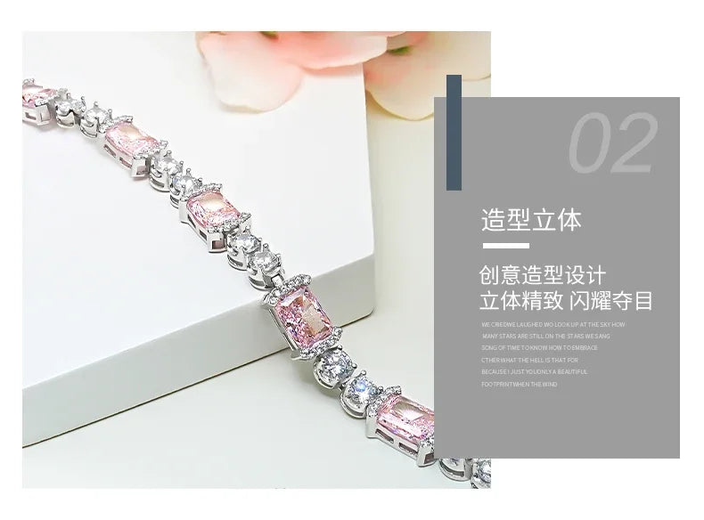 925 Sterling Silver Full Diamond Bracelet Set for Women