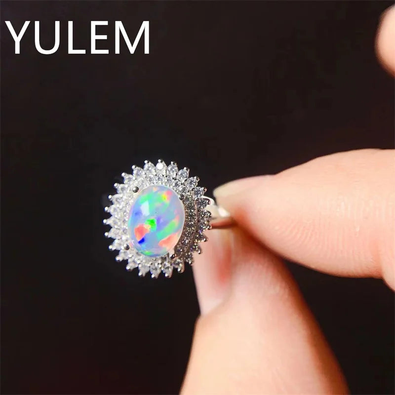 Sterling Silver Natural Opal Ring for Woman