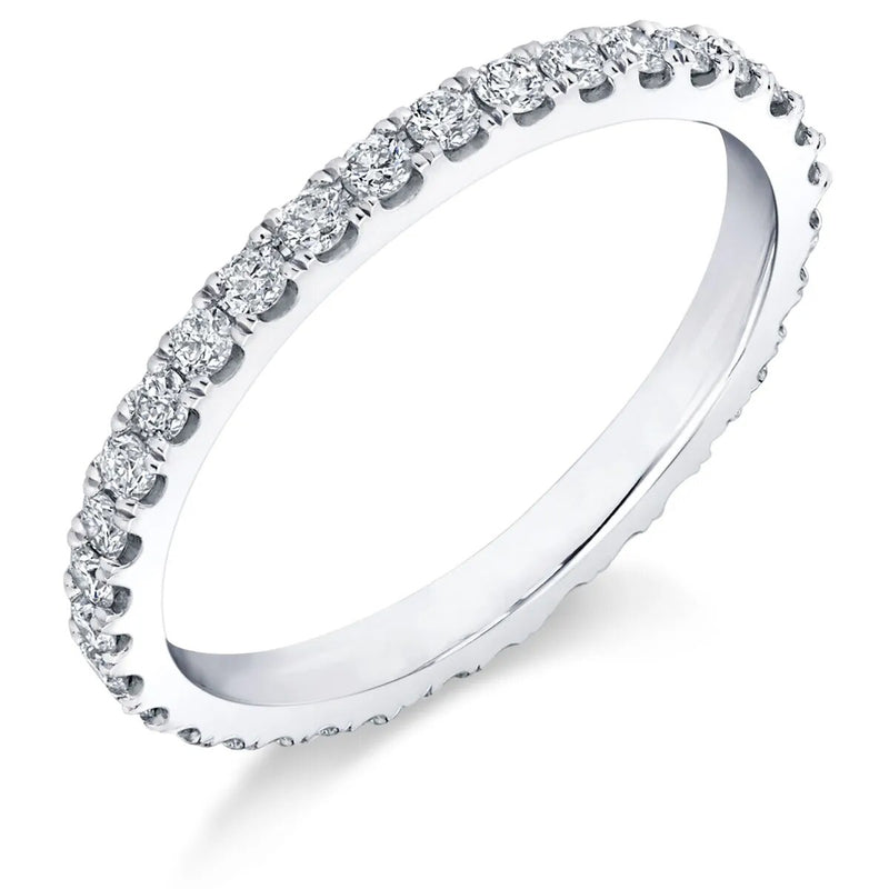 925 Sterling Silver Moissanite Eternity Band, 2mm, Round for Women