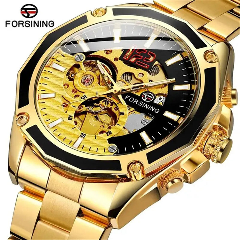 Stainless Steel Skeleton Mechanical Automatic Watch for Men