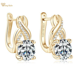 18K Gold Plated Sterling Silver 2CT Moissanite Round Cut Earrings for Women