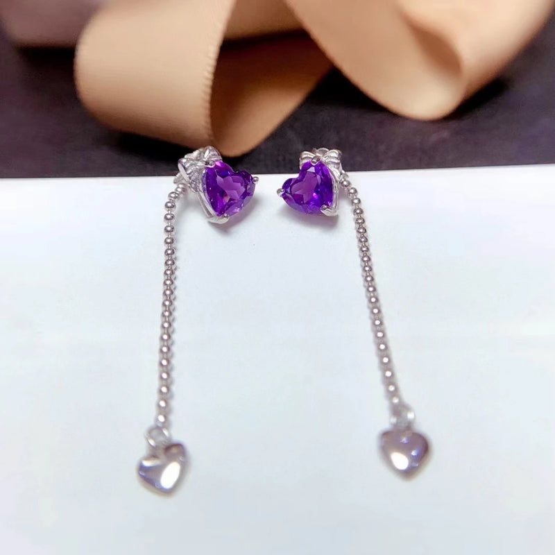 925 Sterling Silver Amethyst Stud Earrings for Women