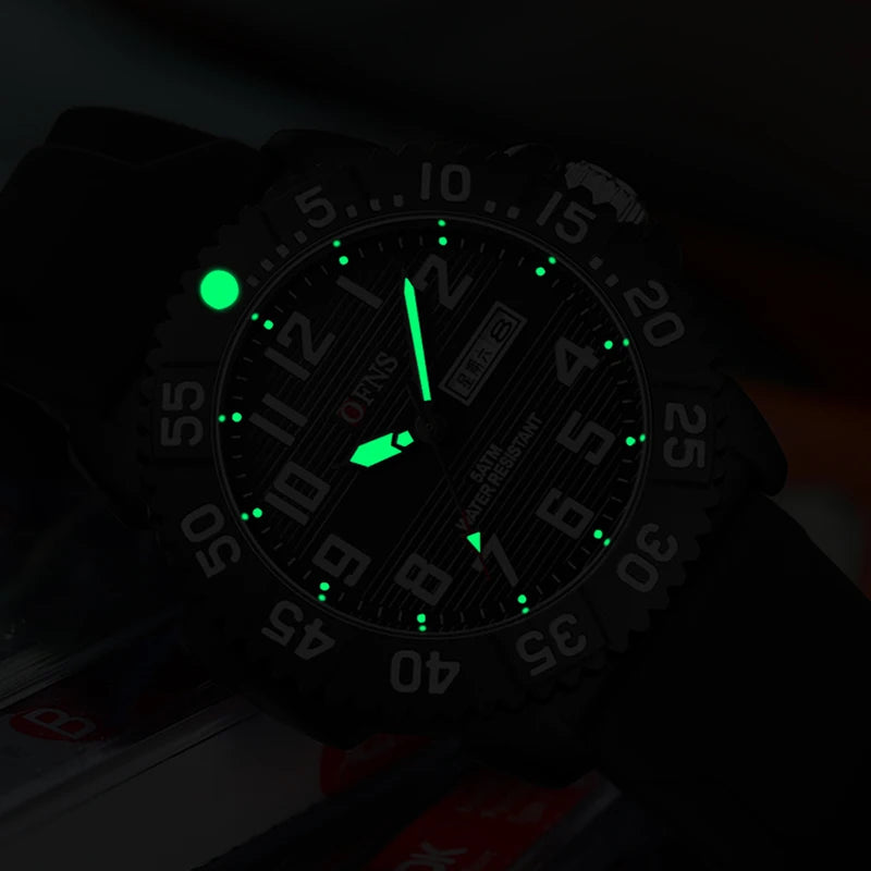 Stainless Steel Silicone Waterproof Luminous Date Watch for Men