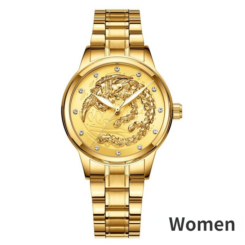 Gold Dragon Phoenix Couple Watches