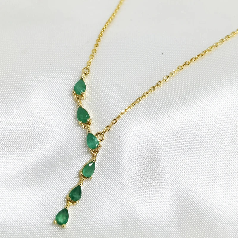 925 Silver Emerald Pendant Necklace for Women