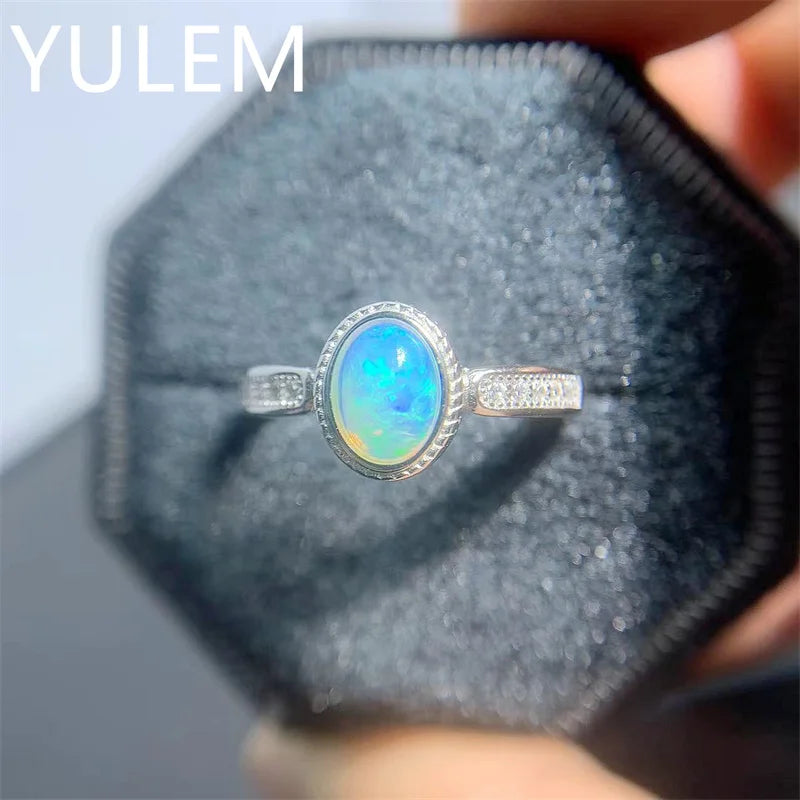 925 Silver Natural Opal Ring for Women