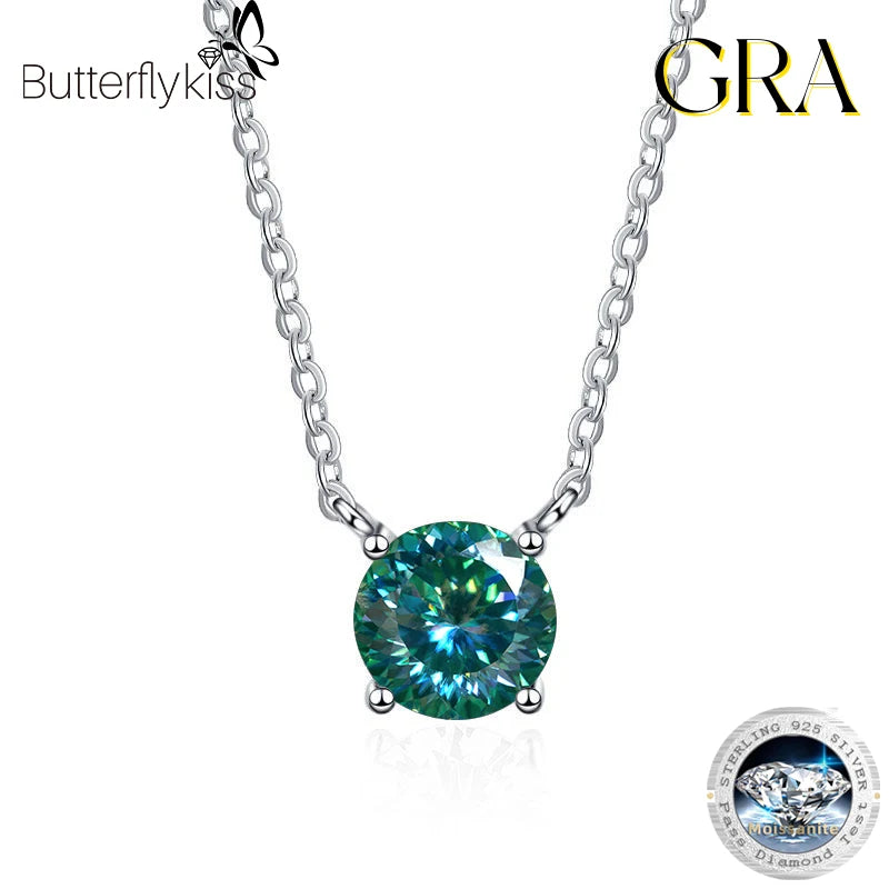 925 Sterling Silver 1ct Moissanite Pendant Necklace for Woman