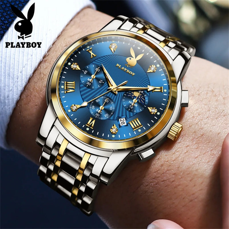 Stainless Steel Multifunction Fashion Quartz Watch for Men