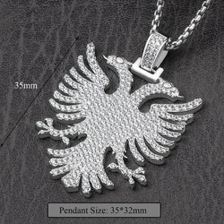 Gold Plated Cubic Zirconia Albanian Eagle Pendant Necklaces for Men