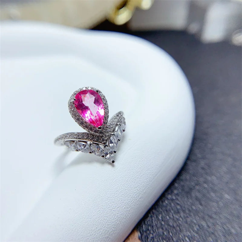 Sterling Silver Pink Topaz Ring for Women