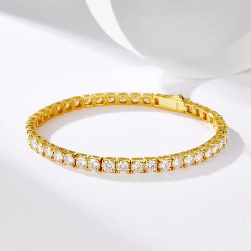 Sterling Silver Moissanite Tennis Chain Bracelet for Women