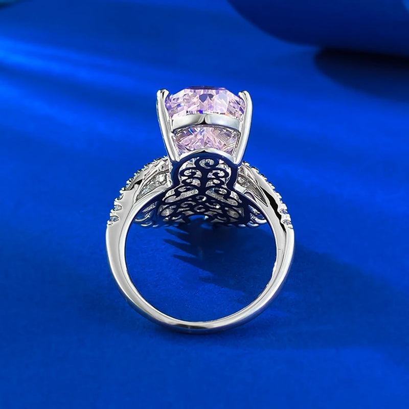 Sterling Silver Pear Lab Sapphire Cocktail Ring for Women