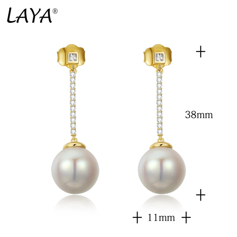 Sterling Silver Shell Pearl Zircon Stud Earrings for Women