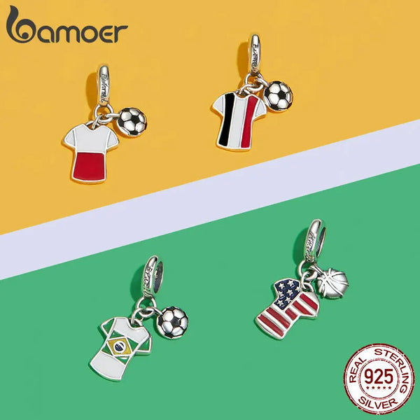 Sterling Silver Football Charm Beads for Bracelet & Necklaces. for Women