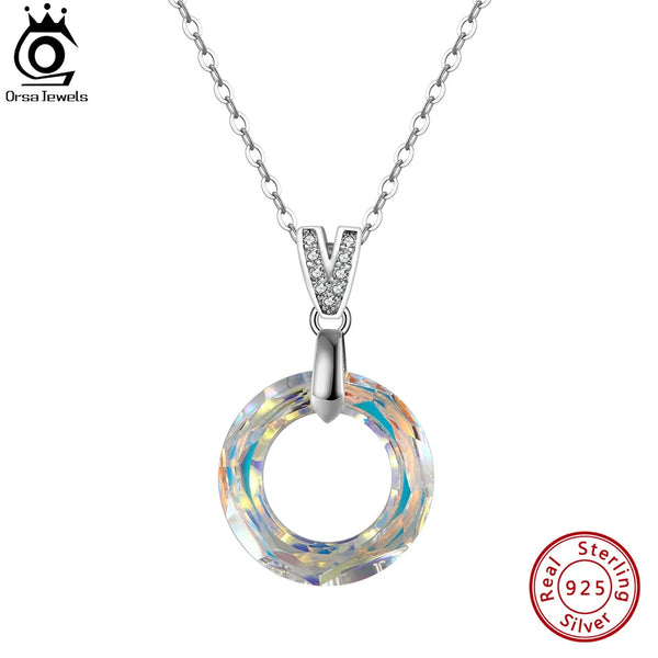 Sterling Silver Austrian Crystal Pendant Necklace for Women