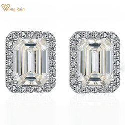 Sterling Silver 2-3CT Emerald Cut Moissanite Earrings For Women