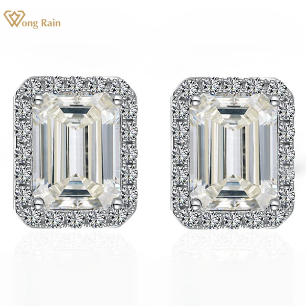 Sterling Silver 2-3CT Emerald Cut Moissanite Earrings For Women