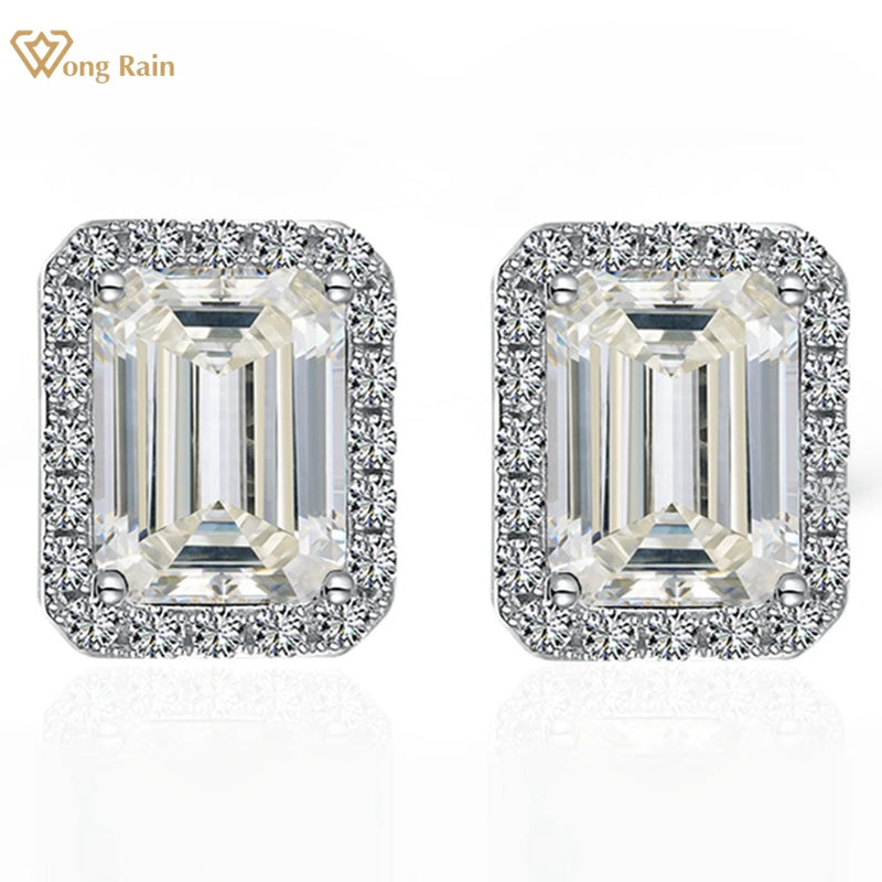 Sterling Silver 2-3CT Emerald Cut Moissanite Earrings For Women