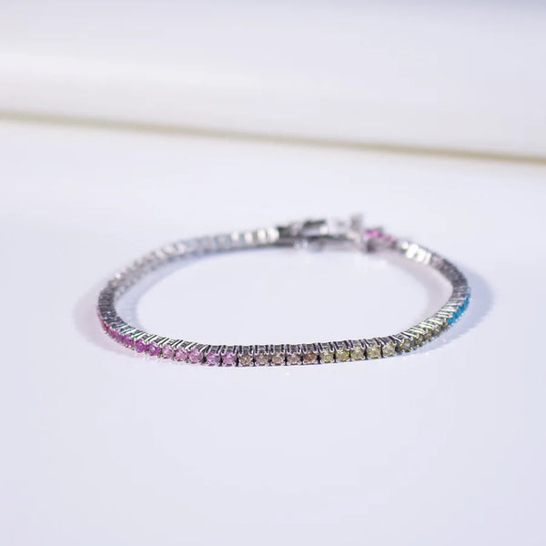 Silver 925 Rainbow Tennis Bracelet for Woman