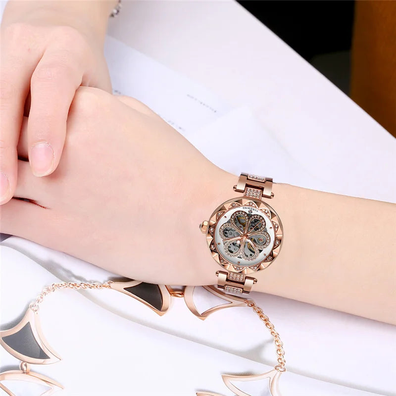 Stainless Steel Flower Swiss-Made Watch for Lady