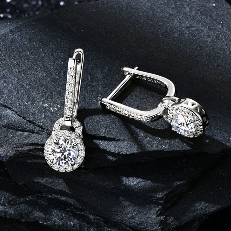 18K Gold Plated Sterling Silver Moissanite Drop Earrings for Women