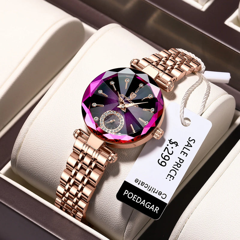 Stainless Steel Diamond Ladies Quartz Wristwatch with Waterproof Feature