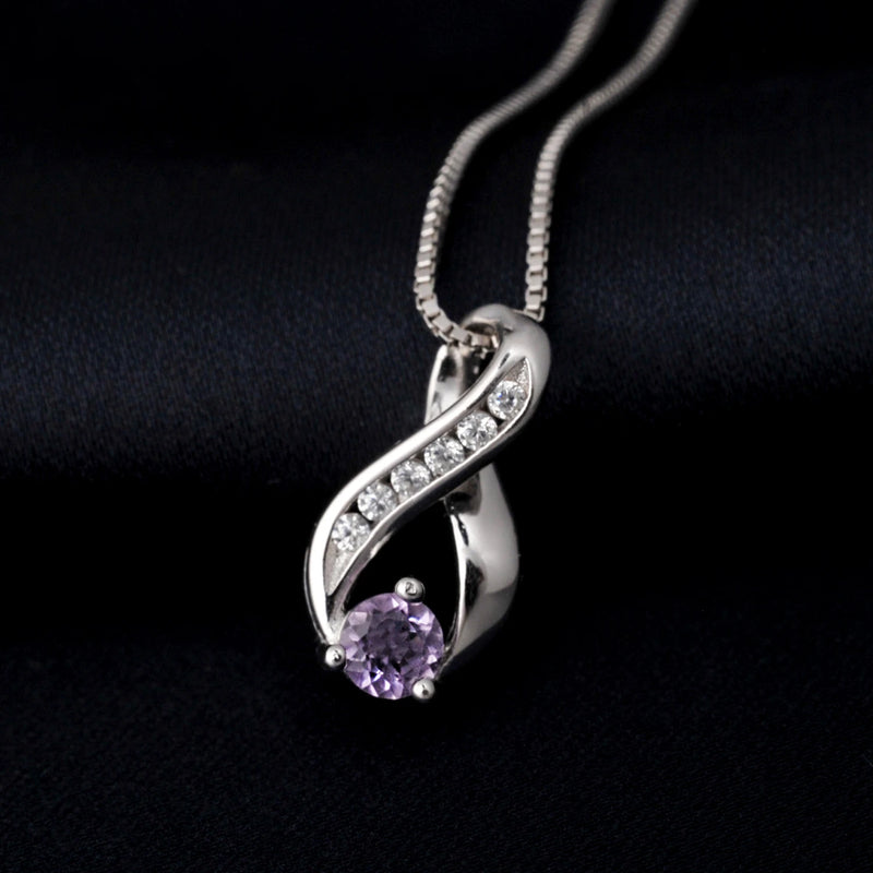 925 Sterling Silver Amethyst Infinity Pendant for Women