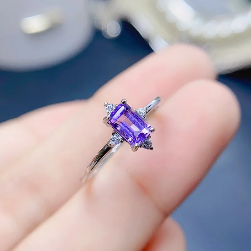 Sterling Silver Amethyst Ring for Female