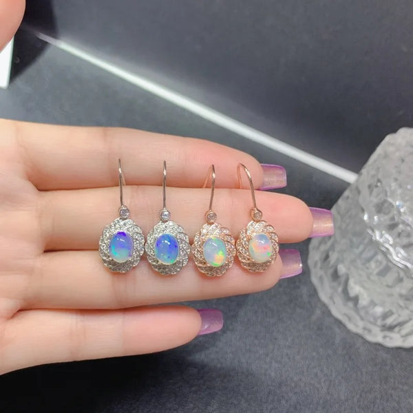 Sterling Silver Natural Opal Earring for Women