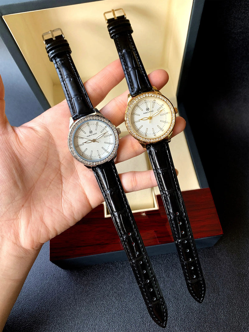 Women's Fashion Quartz Waterproof Brown Leather Wristwatch for Elegant Parties