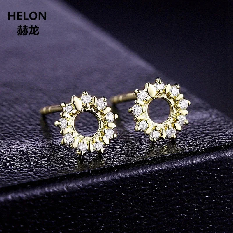 14k Yellow Gold Natural Diamond Stud Earrings for Women