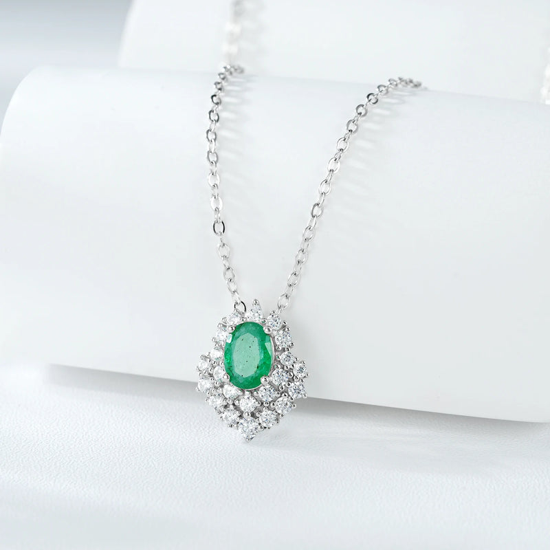 Sterling Silver Emerald Pendant Necklace for Women