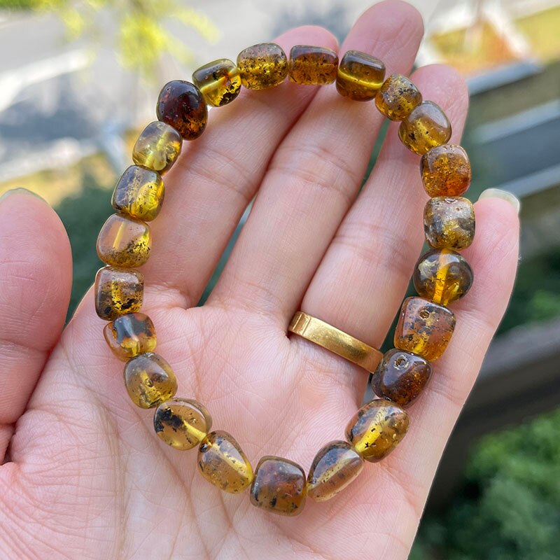 Sterling Silver Natural Amber Bracelet for Unisex